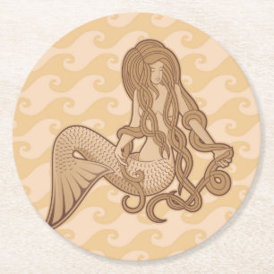 Porta-copo De Papel Redondo Sereia Sentada