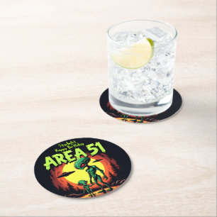 Porta-copo De Papel Redondo Seres Extraterrestres Aparecem Perto Da Área 54