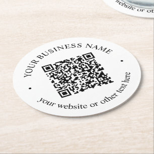 Porta-copo De Papel Redondo Seu código QR carregado mais texto circular editáv