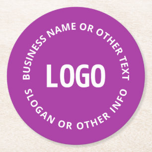 Porta-copo De Papel Redondo Seu Logotipo & Texto Personalizável Violeta Roxo