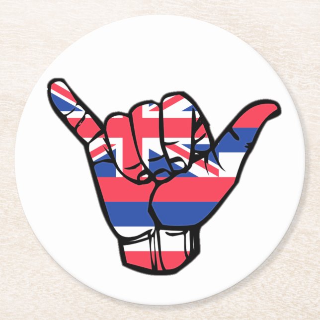 Porta-copo De Papel Redondo Shaka Hawaii Flag (Frente)
