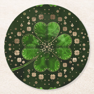 Porta-copo De Papel Redondo Shamrock irlandês, trevo de quatro folhas Malachi