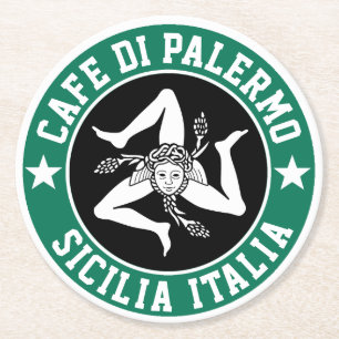 Porta-copo De Papel Redondo Sicilian Trinacria Seu Texto