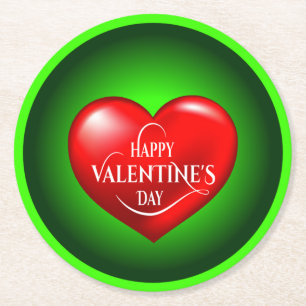 Porta-copo De Papel Redondo Símbolo de Amor Vermelho 3d Formatado pelo Coração
