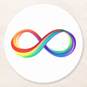 Porta-copo De Papel Redondo Símbolo de Infinidade Arco-Íris em Camadas