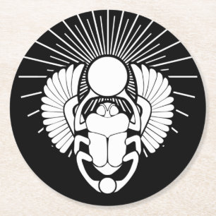 Porta-copo De Papel Redondo Símbolo Egípcio de Scarab Winged