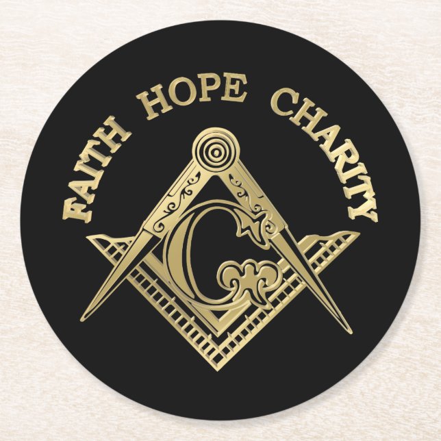 Porta-copo De Papel Redondo Símbolo maçônico (Frente)