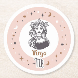 Porta-copo De Papel Redondo Símbolo Zodiac Virgo