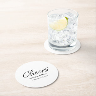 Porta-copo De Papel Redondo Simples Casamento de Script Casual de Modern Boho