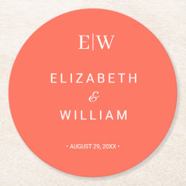 Porta-copo De Papel Redondo Simples Neon Flare Elegante com Casamento Monogram