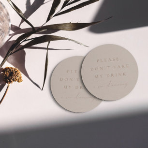 Porta-copo De Papel Redondo Simples Rosa Esbranquiçada Não tome minha bebida E