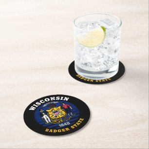 PORTA-COPO DE PAPEL REDONDO SINALIZADOR DO ESTADO DO WISCONSIN BADGER