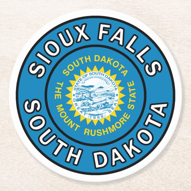 Porta-copo De Papel Redondo Sioux Falls South Dakota (Frente)