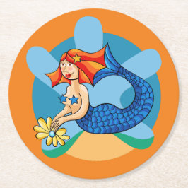 Porta-copo De Papel Redondo Sirenita de Linda. Sirena, sirena