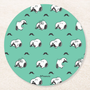 Porta-copo De Papel Redondo Snoopy Mustaches & Teal Pattern