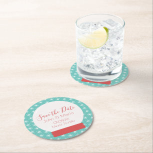 Porta-copo De Papel Redondo Snowglobe de Natal Snowflakes Salve a Data Round