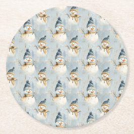 Porta-copo De Papel Redondo Snowman Serenade