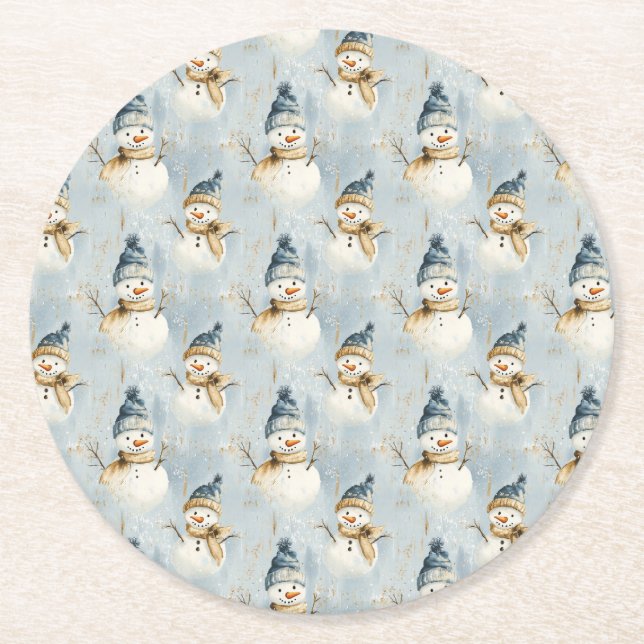 Porta-copo De Papel Redondo Snowman Serenade (Frente)