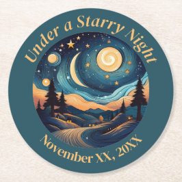 Porta-copo De Papel Redondo Sob uma Noite Estrelada