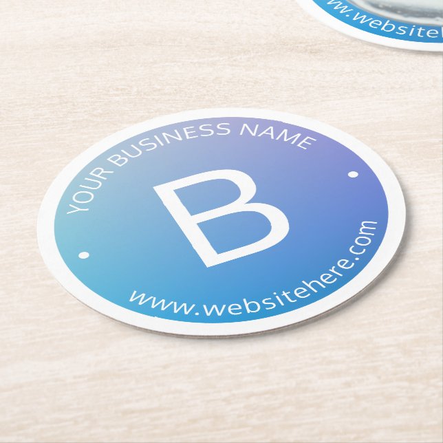 Porta-copo De Papel Redondo Sombreado Azul e Roxo com Texto Editável (Angulado)