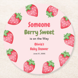 Porta-copo De Papel Redondo Someone Berry Sweet Pink Strawberry Baby Shower