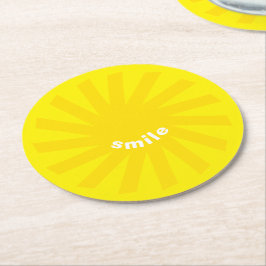 Porta-copo De Papel Redondo Sorria amarelo sol brilhante alegre diversão moder