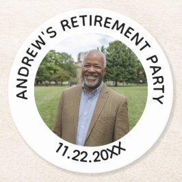 Porta-copo De Papel Redondo Special Photo Elegant Retirement Party