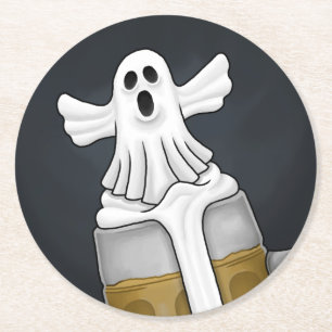 Porta-copo De Papel Redondo Spooky Halloween Ghost