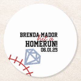 Porta-copo De Papel Redondo Sports Baseball Homerun Glitter Bridal Shower 