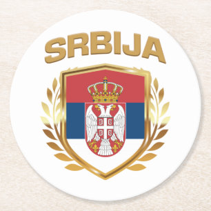 Porta-copo De Papel Redondo Srbija Flag Shield Sérvia