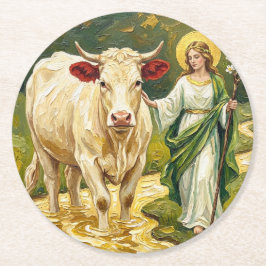 Porta-copo De Papel Redondo St. Brigid & The White Cow (Imbolc)