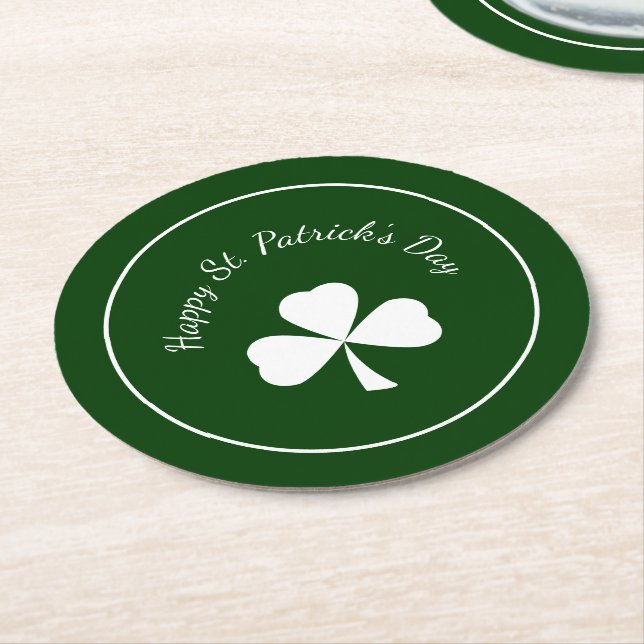 Porta-copo De Papel Redondo St. Patrick's Day Green shamrock Cute Clover (Angulado)