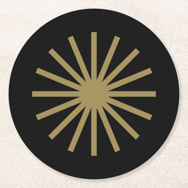 Porta-copo De Papel Redondo Starburst Black e Dourado (Frente)