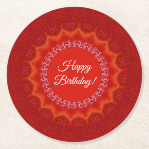 Porta-copo De Papel Redondo Strawberry Red Gelatin Mold Happy Birday