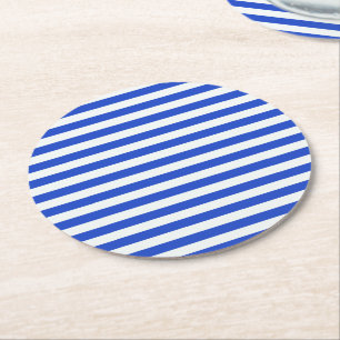 Porta-copo De Papel Redondo Stripes de combinação azul real de Shirley Taylo