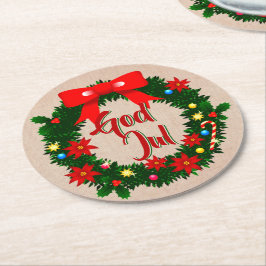 Porta-copo De Papel Redondo Sueco Feliz Natal-dalbana