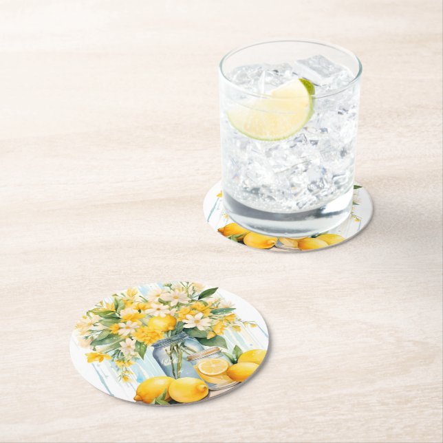 Porta-copo De Papel Redondo Summer Lemon Blossom Jar (Insitu)