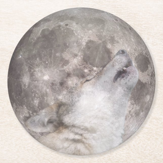 Porta-copo De Papel Redondo Super Wolf Moon (Frente)
