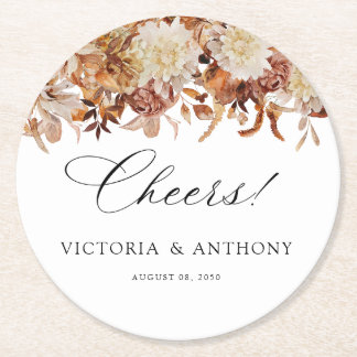 Porta-copo De Papel Redondo Suporte Redondo Cheers para Casamento de Folhas de