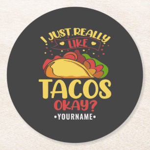 Porta-copo De Papel Redondo Taco Engraçado Dizendo Que Eu Gosto Muito De Tacos