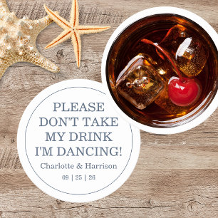 Porta-copo De Papel Redondo Tampa de Bebida Azul Moderna para Casamento