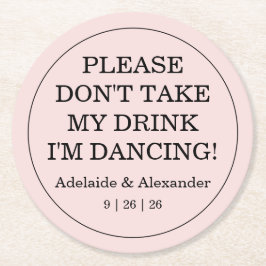 Porta-copo De Papel Redondo Tampa de Bebida Rosa Moderno para Casamento