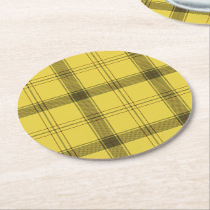 Porta-copo De Papel Redondo Tartan Amarelo Escocês