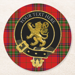 Porta-copo De Papel Redondo Tartan do Leão do Brasão do Clã Escocês