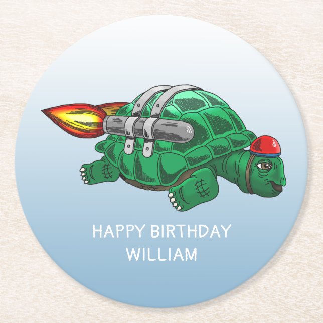 Porta-copo De Papel Redondo Tartaruga (Frente)