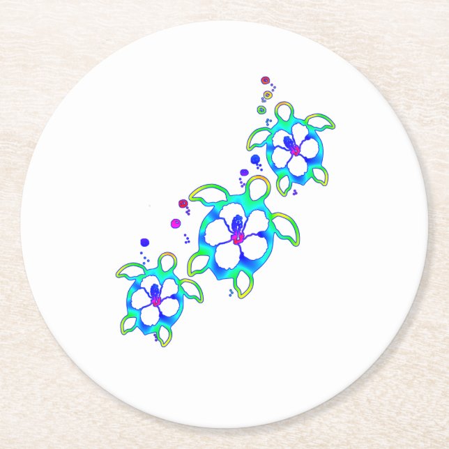 Porta-copo De Papel Redondo Tartarugas Faluianas Costeiras (Frente)