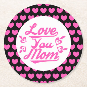 Porta-copo De Papel Redondo Te Amo Mãe Dia de as mães-11096