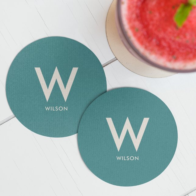 Porta-copo De Papel Redondo Teal Monographic Partido Pessoal (Criador carregado)