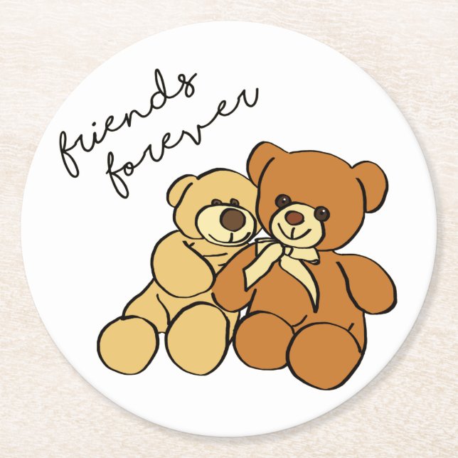 Porta-copo De Papel Redondo Teddy bears (Frente)