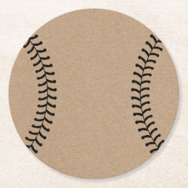 Porta-copo De Papel Redondo Tema de Esportes de Beisebol Kraft Rústico